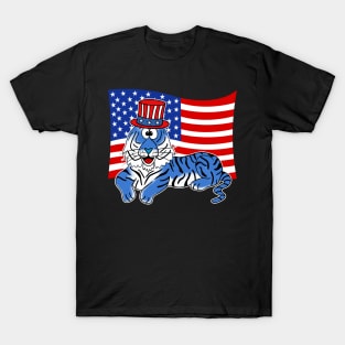 4th July Tiger American Flag T-Shirt